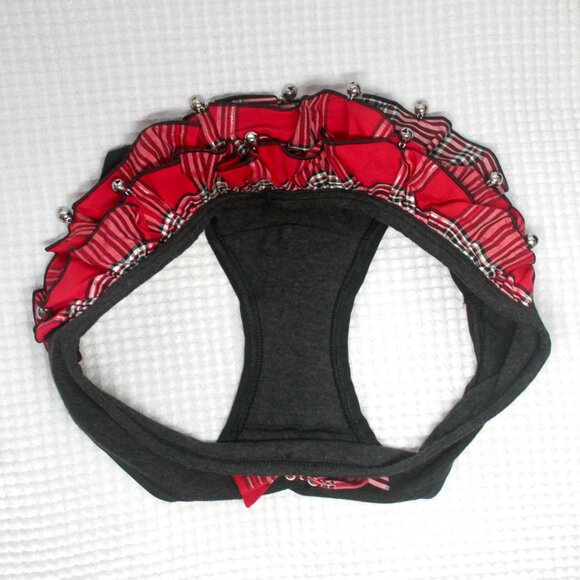 Victoria's Secret Jingle Bell Black Red Plaid Ruffle Panties Underwear Small - Picture 5 of 8